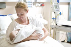 New parent and their baby in the hospital