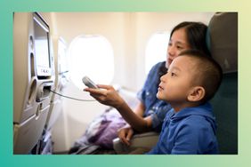 Mom and son on plane