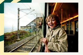 child waiting for a train