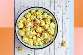 popcorn with sprinkles in a bowl