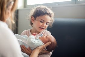 Family visiting after a childbirth