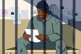 Illustration of incarcerated man reading a letter