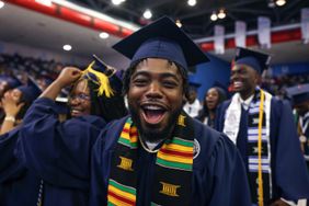 New Jackson State University graduates turn their tassels and celebrate at the Lee E. Williams Athletic and Assembly Center on May 4, 2024.