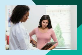 Woman and OBGYN checking pregnancy hcg levels