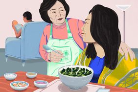 Illustration for the first trimester, postpartum rituals around the world