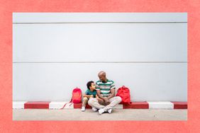 Dad and child chatting