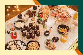 A table full of decorated Halloween snacks. 