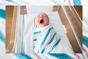 Newborn baby yawning 