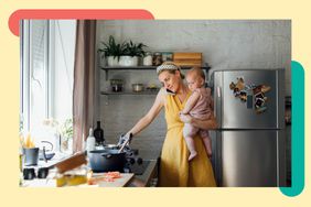 Mom in kitchen with baby