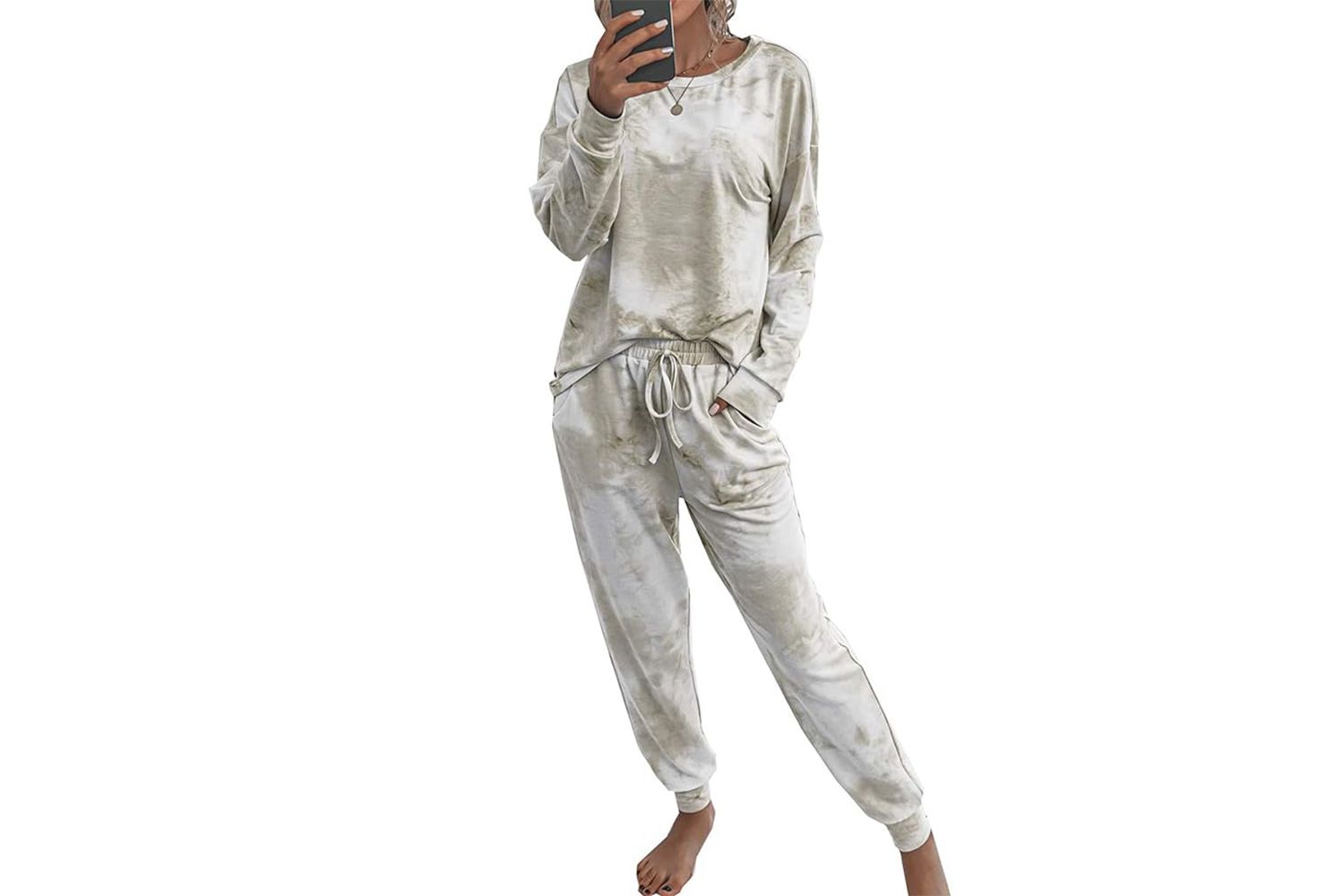 PRETTYGARDEN Women's Tie Dye Two Piece Pajamas Set Casual Long S