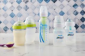 A selection of Anti-Colic baby bottles we tested arranged on a countertop