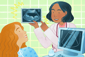 graphic of person looking at pregnancy ultrasound