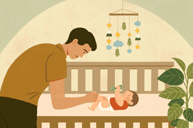 Illustration of baby in crib